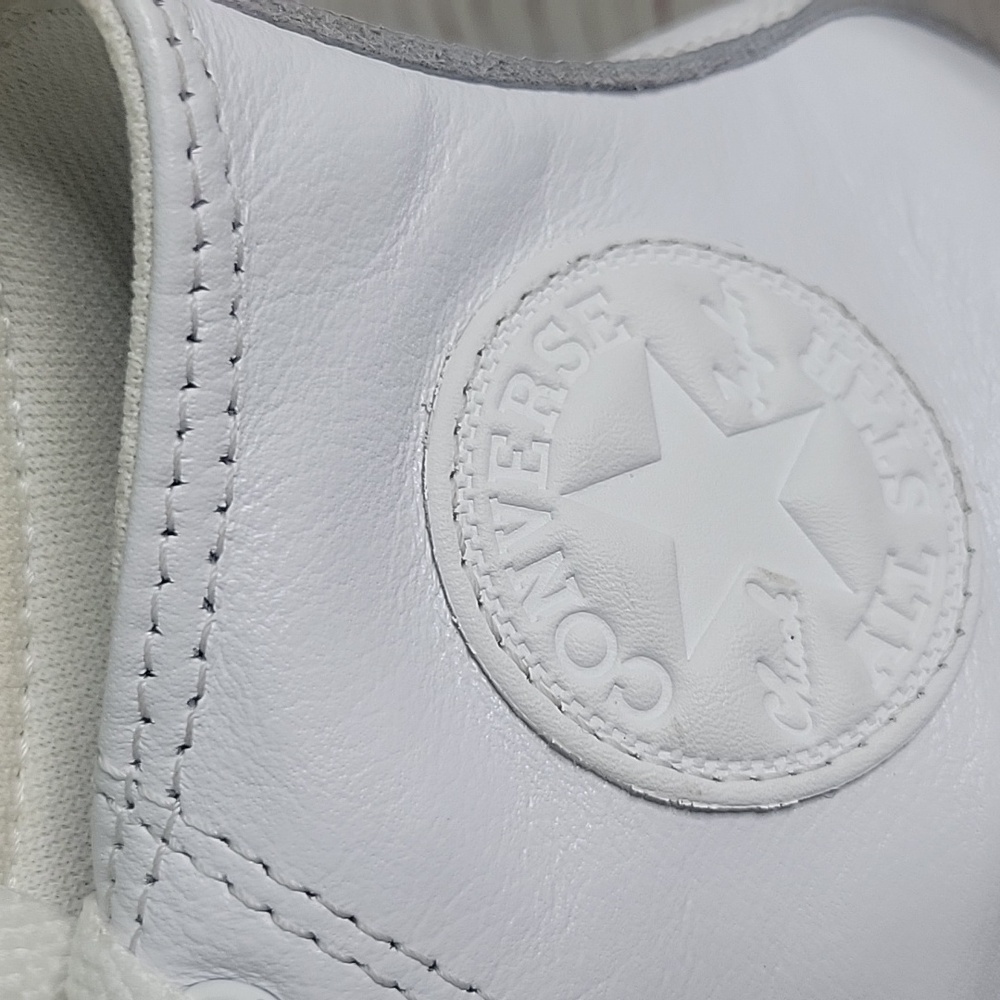 Converse All Star White Leather High Top Sneakers Women's Size 8 - Picture 9 of 11